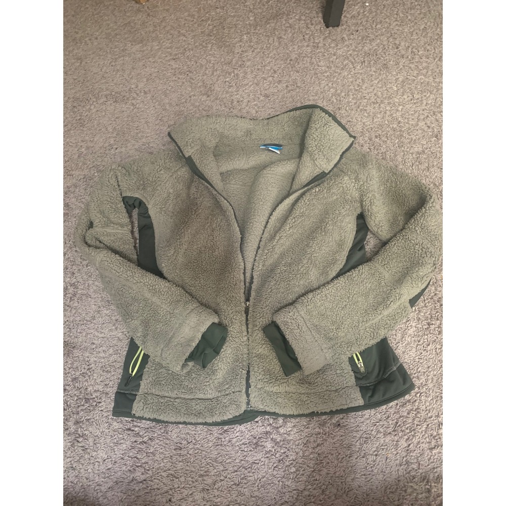 Columbia Sherpa Fleece Jacket Womens XL Sage Green Full Zip High Pile Soft
